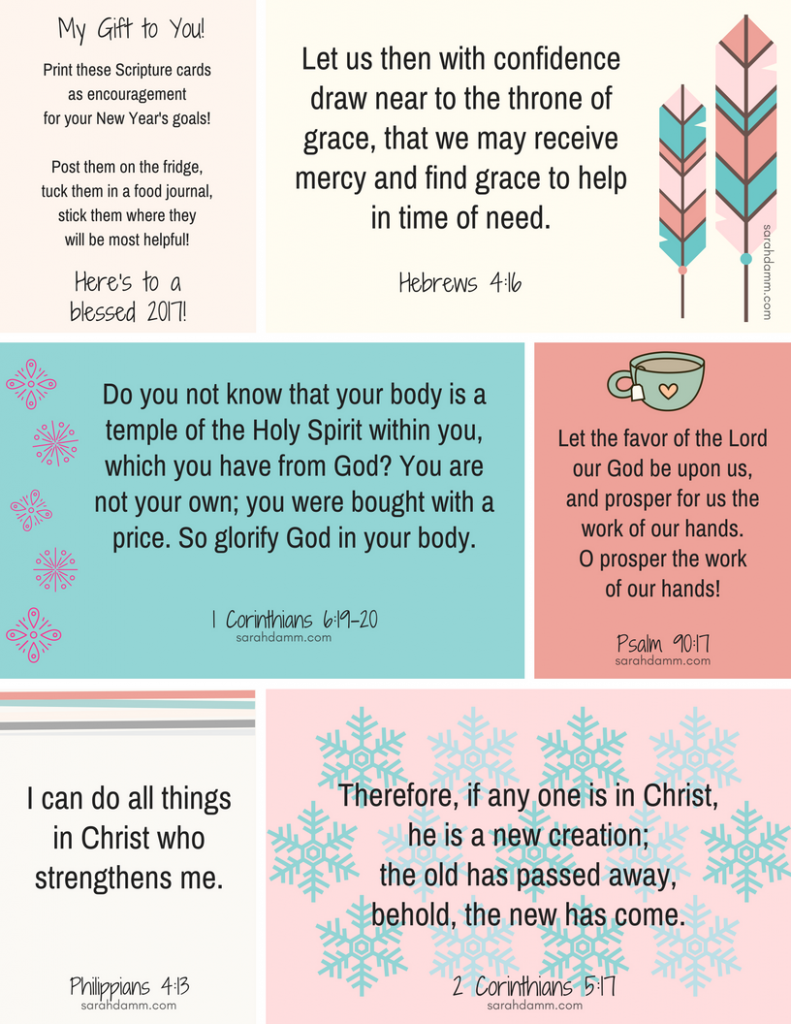 FREE New Year's Scripture Cards to inspire and encourage you in your goals | sarahdamm.com